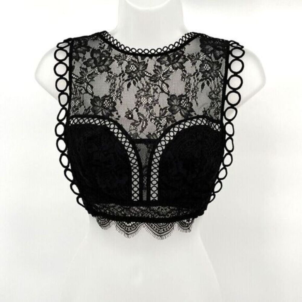 Victoria's Secret Dream Angels Lace Crop Top Bralette S Black‎ Goth Punk Sexy